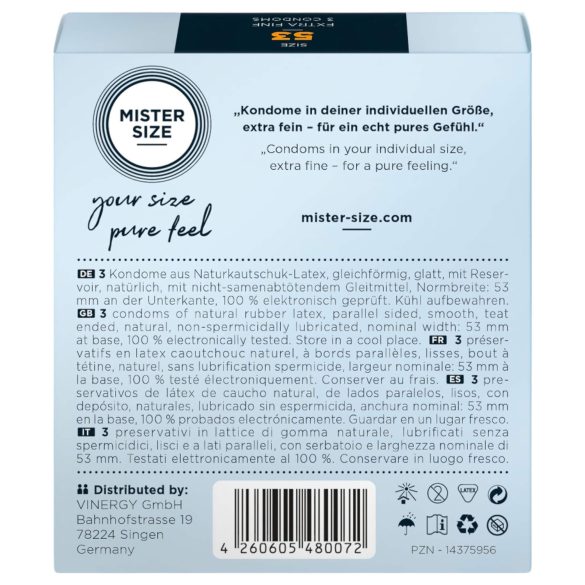 Mister Size Ultra-Thin Condoms - 53mm (3 Pack)