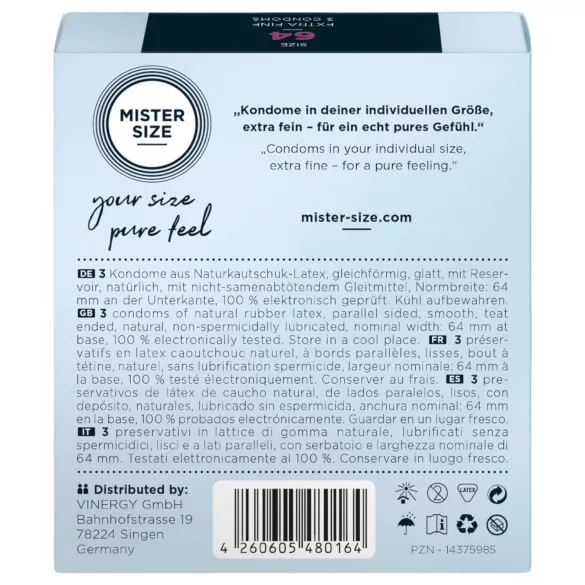 Mister Size Thin Condoms - 64mm (3-pack)