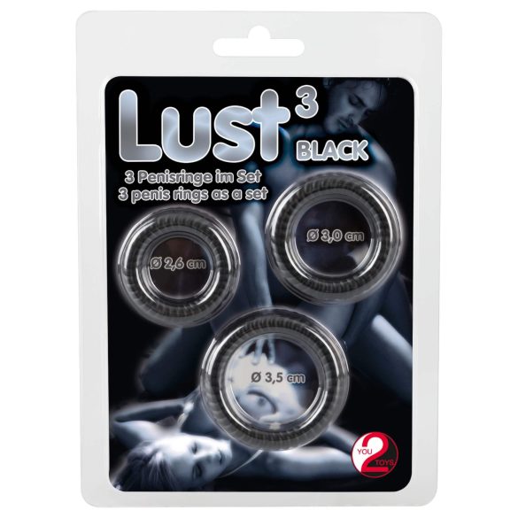 You2Toys - Lust Trio Penis Rings - Black