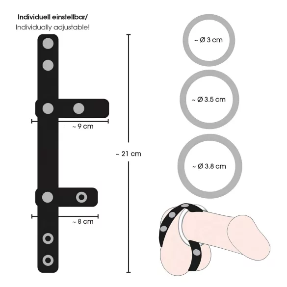 Bad Kitty - Leather Scrotum and Penis Ring (Black)