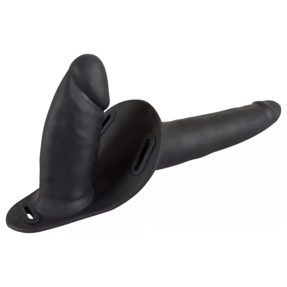 You2Toys - Black Silicone Strap-On Duo Dildo