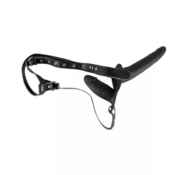 You2Toys - Black Silicone Strap-On Duo Dildo