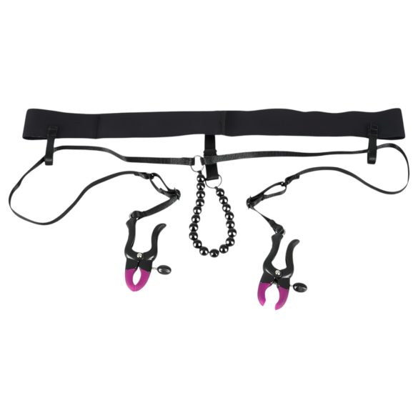 Bad Kitty Intimate Spreader Clip with Panty - Purple/Black (S-L)