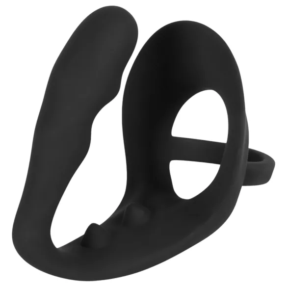 Black Velvet - Black Anal Dildo with Penis & Testicle Ring