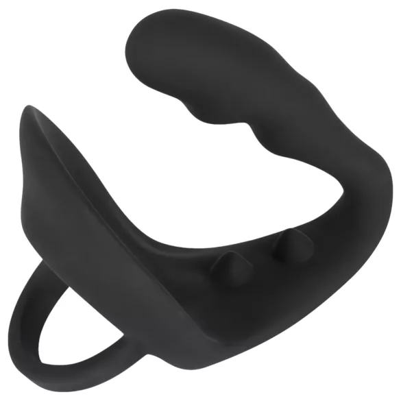 Black Velvet - Black Anal Dildo with Penis & Testicle Ring