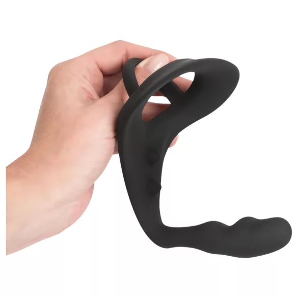 Black Velvet - Black Anal Dildo with Penis & Testicle Ring