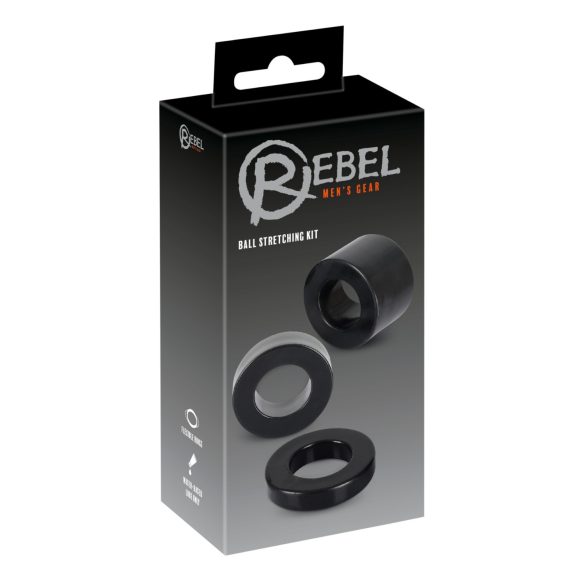 Rebel Ball - Black Penis Ring & Stretcher Set