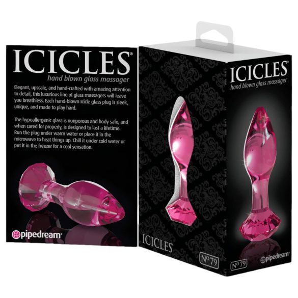 Icicles No. 79 - Pink Glass Tapered Anal Plug