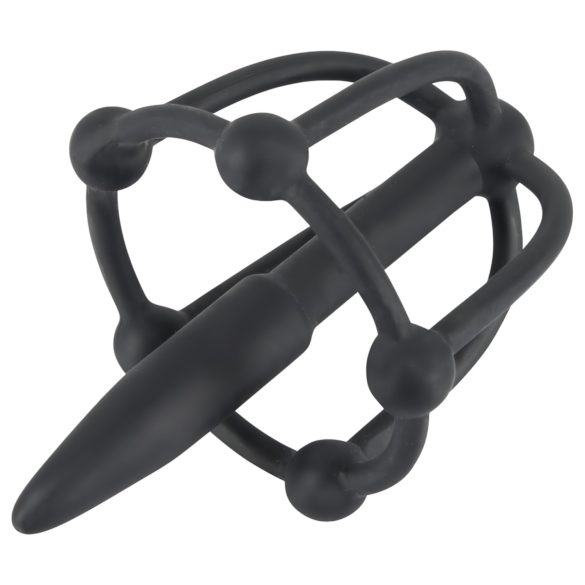 Silicone Glans Cage with Dilator (Black)