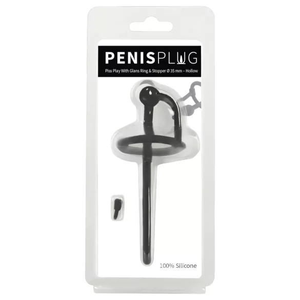 Silicone Urethral Plug with Glans Ring (0.6mm) – Black