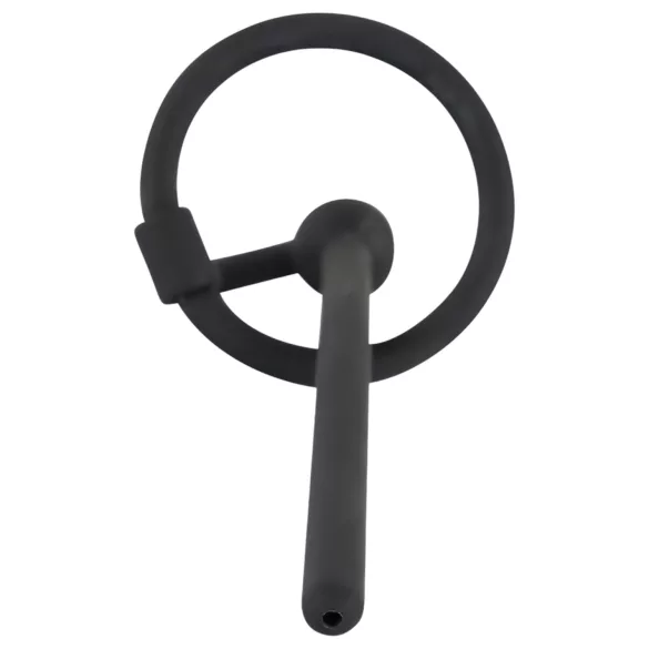 Silicone Urethral Plug with Glans Ring (0.6mm) – Black