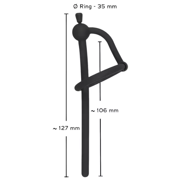 Silicone Urethral Plug with Glans Ring (0.6mm) – Black