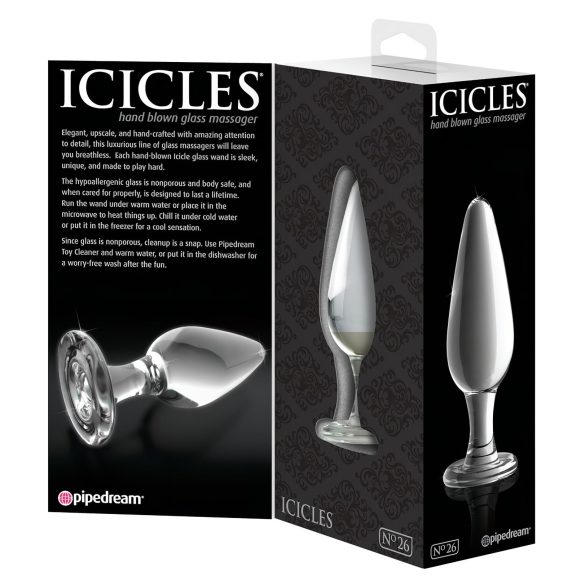 Icicles No. 26 - Tapered Glass Anal Plug (Transparent)