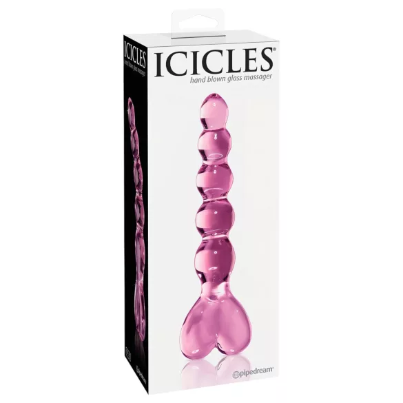 Icicles No. 43 - Beaded Heart Glass Dildo (Pink)