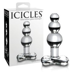 Icicles No. 47 - Triple Pearl Glass Anal Plug (Clear)