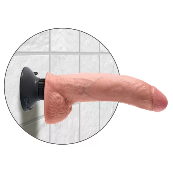 King Cock 9 - Flexible Suction Cup Vibrator (10.2") - Natural