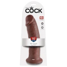 King Cock 10" Large Suction Cup Dildo (25cm) - Brown