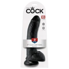   King Cock 9" - Large Suction Cup Dildo with Balls (23cm) - Black