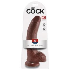   King Cock 9" Brown Dildo with Suction Cup & Balls (23cm)