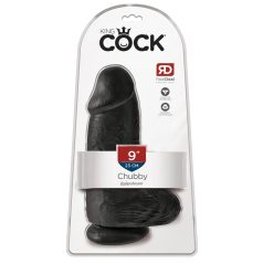   King Cock 9" Chubby - Suction Cup Dildo with Balls (23cm) - Black