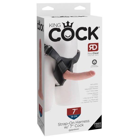 King Cock 7" Strap-On Dildo with Harness (Black)