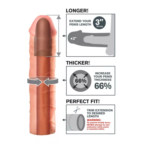 Pipedream - X-TENSION Mega 3 - realistic penis sleeve (22.8 cm, natural)