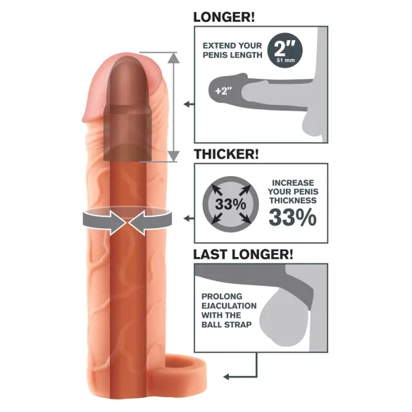 Pipedream X-TENSION Perfect 2 - ball strap penis sleeve (19 cm, flesh‑coloured)