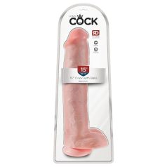   King Cock 15 - 15" Suction Cup Dildo with Balls - Natural