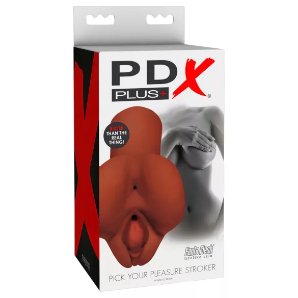 PDX Pick Your Pleasure - 2-in-1 realistic masturbator (brown)