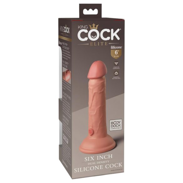 King Cock Elite 6" - Realistic Suction Cup Dildo (6") - Natural
