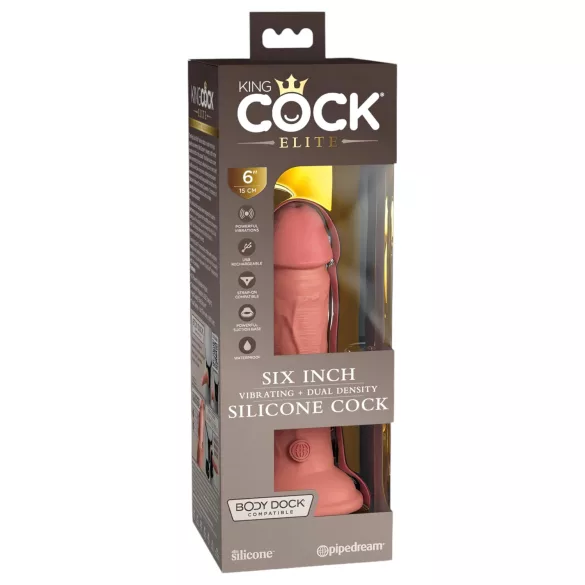 King Cock Elite 6 - Suction Cup Vibrator (6in) - Natural