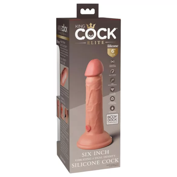King Cock Elite 6 - Suction Cup Vibrator (6in) - Natural