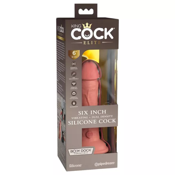 King Cock Elite 6 - Realistic Vibrator 6" (Dark Natural)