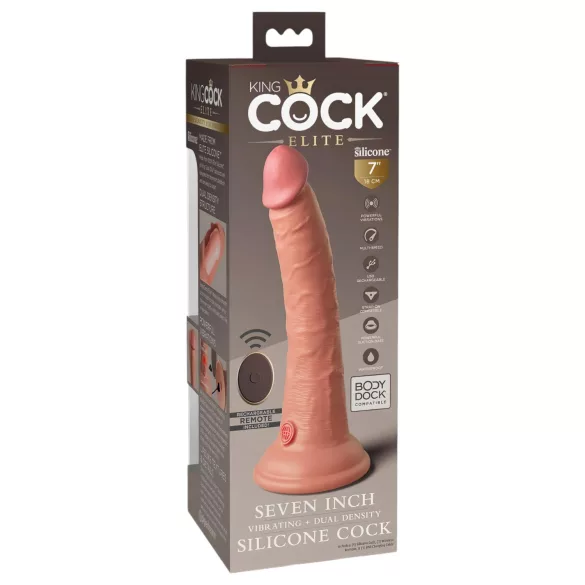 King Cock Elite 7 - Suction Cup, Wireless Vibrator 7'' - Natural