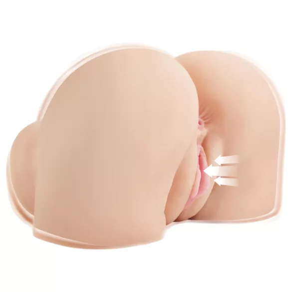 PDX Elite - suction & vibrating 2‑in‑1 masturbator (natural)