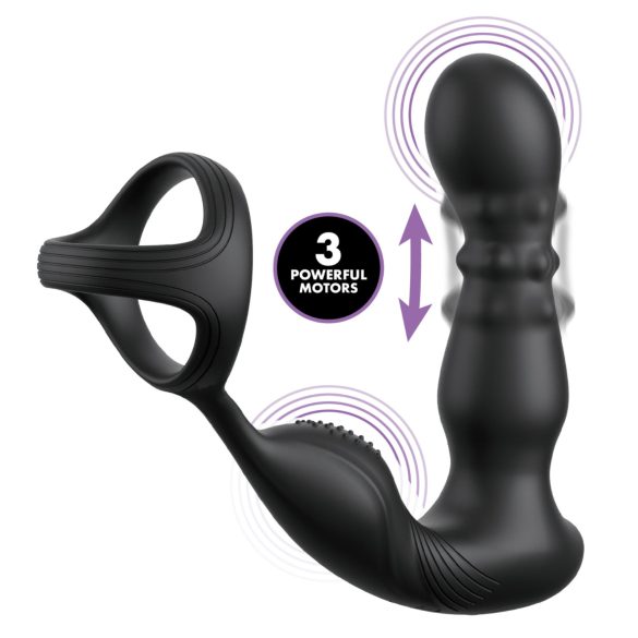 Anal Fantasy Ass-Gasm - Rotating Anal Vibrator with Penis Ring (Black)