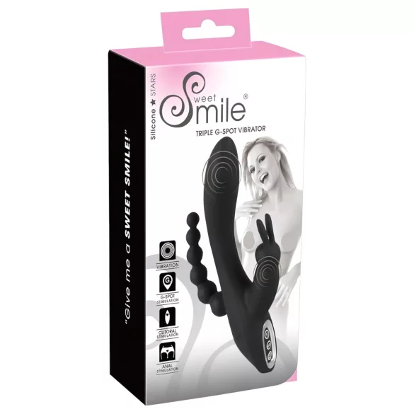 SMILE Triple - Rechargeable, Waterproof 3-Pronged Vibrator (Black)