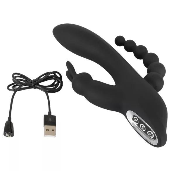 SMILE Triple - Rechargeable, Waterproof 3-Pronged Vibrator (Black)