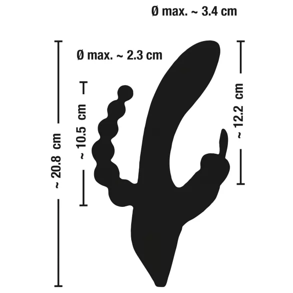 SMILE Triple - Rechargeable, Waterproof 3-Pronged Vibrator (Black)