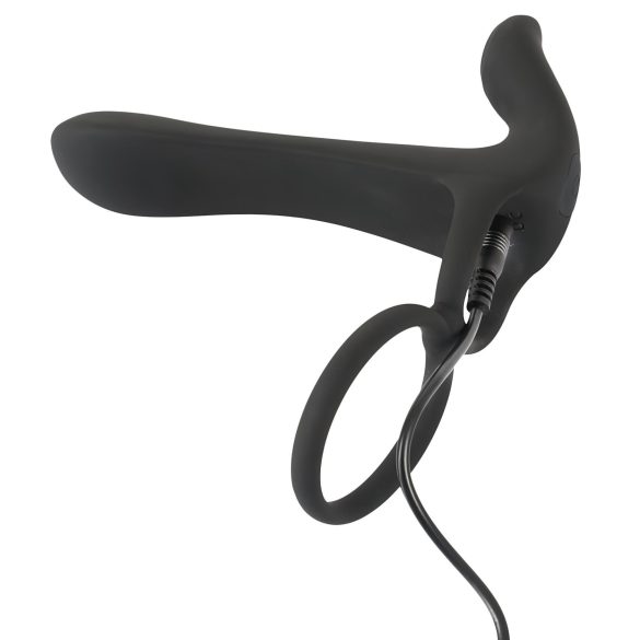 Black Velvets - Rechargeable 2‑in‑1 Vibrator and Cock Ring (Black)