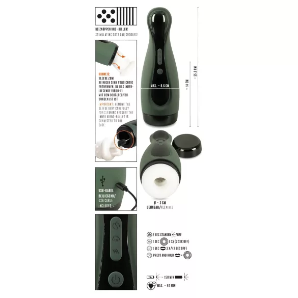 Rebel 2-in-1 Rechargeable Vibrating & Suction Male Masturbator