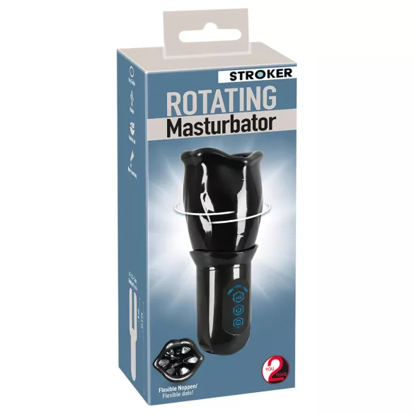 STROKER Rotating - Rechargeable Rotating Oral Simulator (Black)