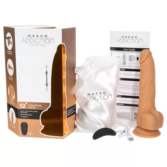 Naked Addiction Thrusting 9" Vibrator - Midnight (9")