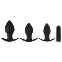   Black Velvet - Rechargeable Anal Vibrator Set - 3 Pieces (Black)