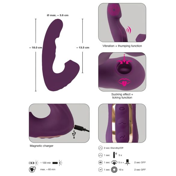 Javida - 4in1 Clitoral Stimulator Vibrator (Purple)
