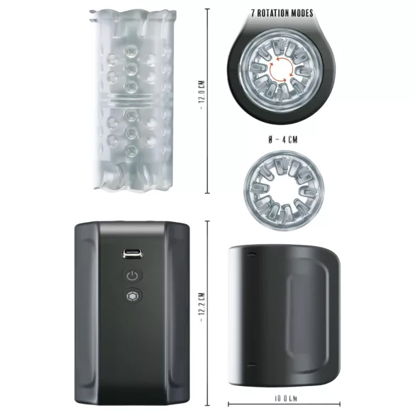 Rebel - Waterproof Rotating Stroker (Black)