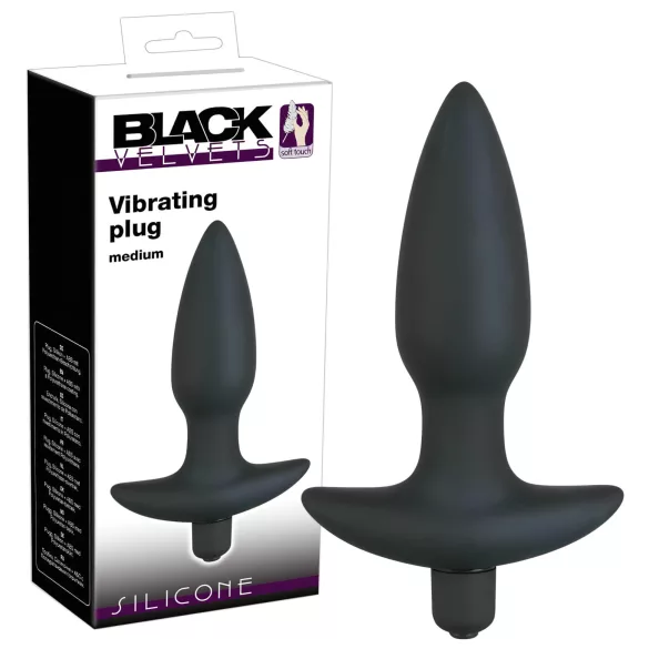 Black Velvet Vibrating Anal Plug - Medium