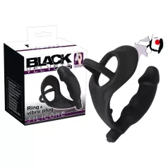   Black Velvet - Vibrating Anal Toy with Penis & Scrotum Rings (Black)