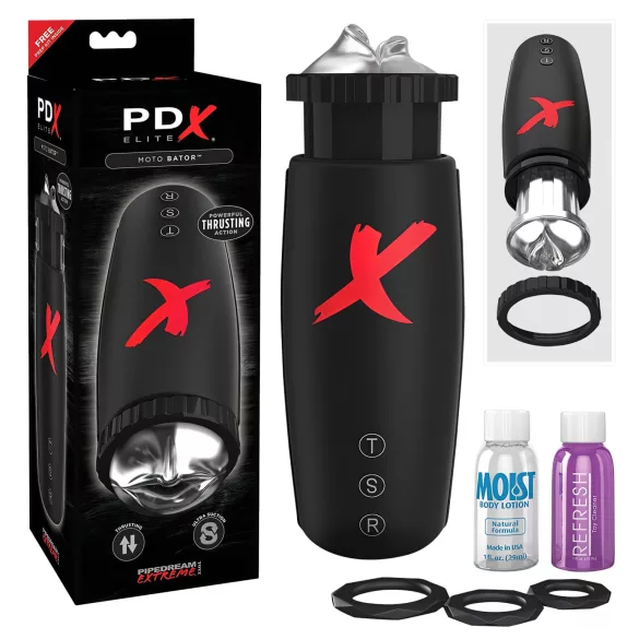 PDX Moto Bator - Vibrating Masturbator with Lifelike Lips (Black)