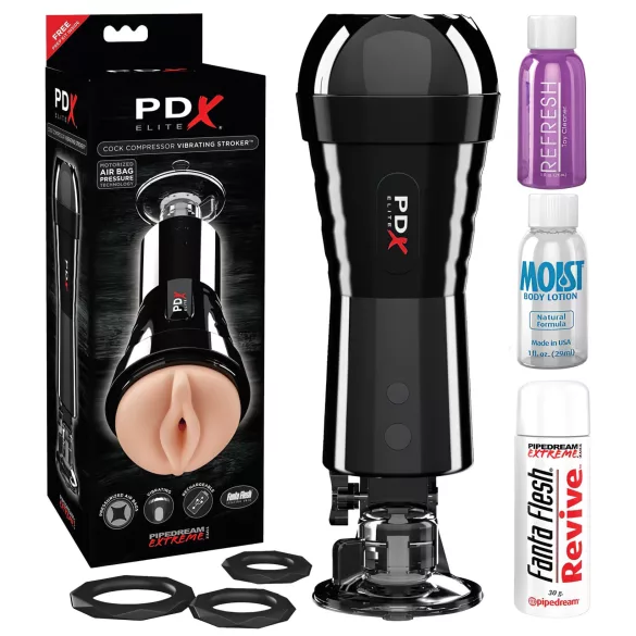 PDX Cock Compressor - Suction & Vibrating Pussy Masturbator (Black)